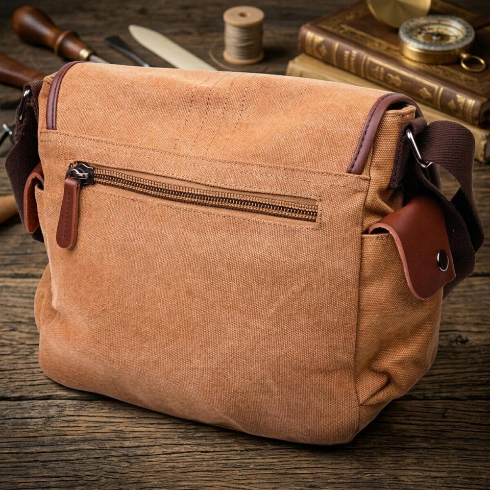 Функциональная мужская сумка с клапаном из текстиля 21249 Vintage Коричневая Киев - изображение 14
