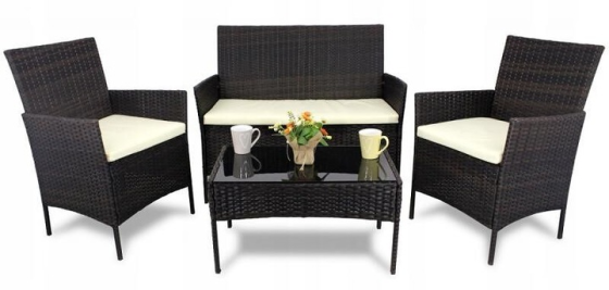 Комплект меблів з ротангу (Диван + 2 крісла + стіл) для саду кафе тераси, Коричневий Київ