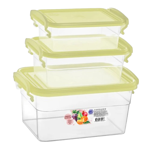 Набір контейнерів для харчових продуктів 0,55л/0,95л/2л 3в1 прозорий/кремовий Народний продукт Житомир - фото 1