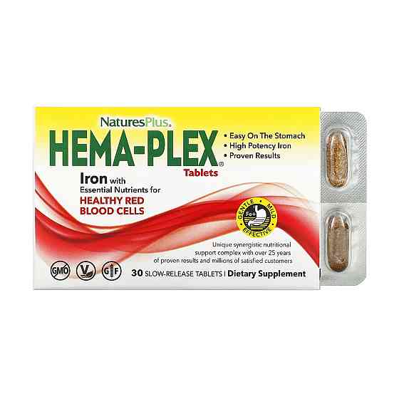 Комплекс вітамінів та мінералів Nature's Plus Hema-Plex 30 tabs Київ