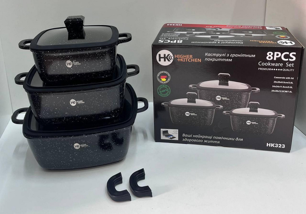 НК-323 Каструлі Набір квадратних із силіконовими кришками (4) Одеса - фото 2