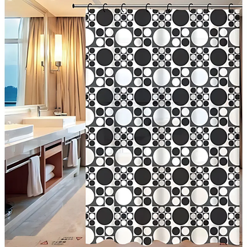 Штора для ванной 180*180 (узор черно-белый) полиэтилен Zerix SCP-005 Харьков - изображение 2