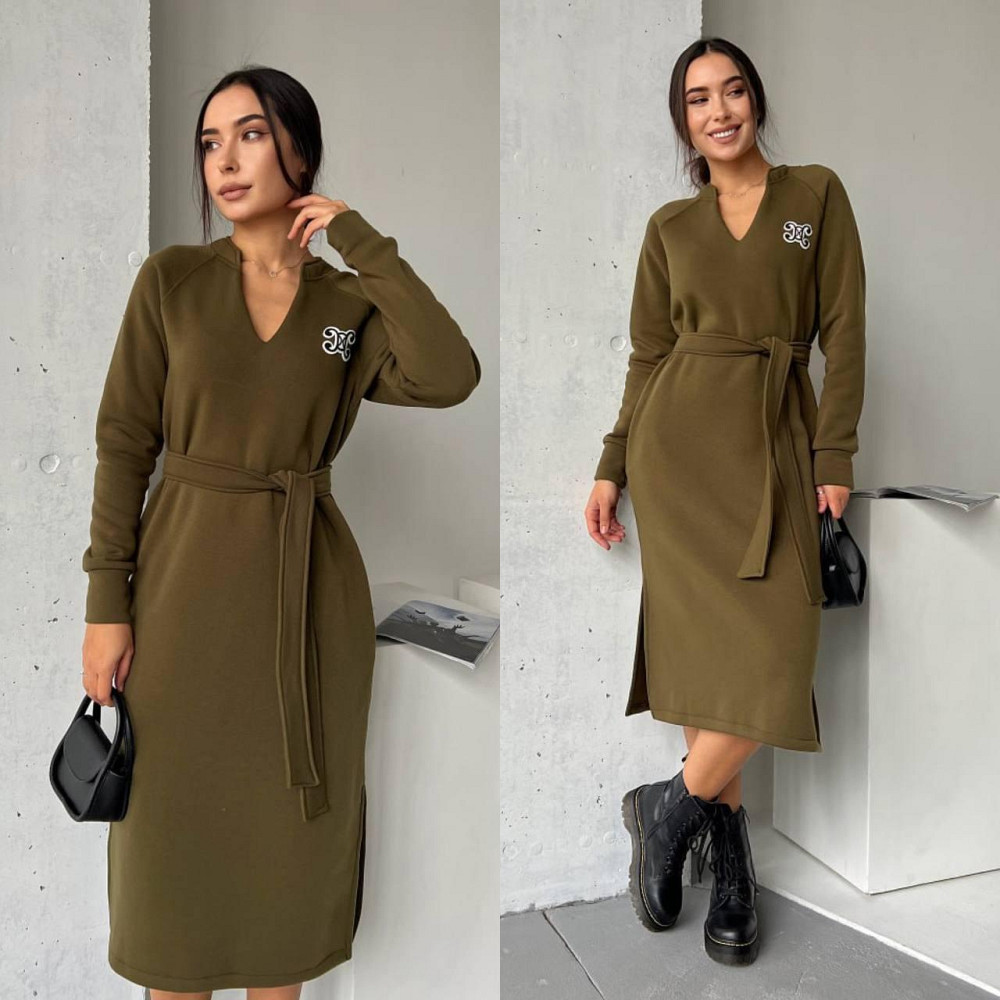 Довге жіноче тепле плаття туніка на флісі під пояс.  42-52р. Київ - фото 1