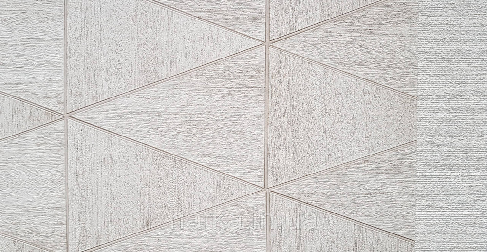Шпалери вінілові на флізеліні Marburg Travertino 1.06х10 фігури трикутники смуги структурні бежеві 3д Київ - фото 3