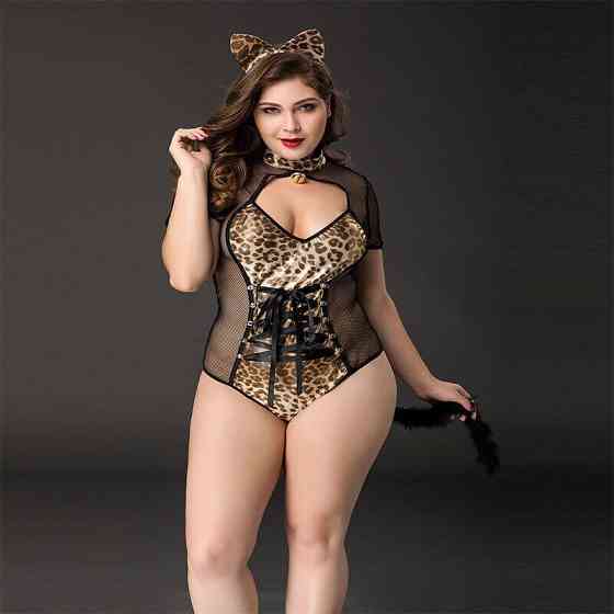 Еротичний костюм кішечки JSY «Імператриця Кітті» Plus Size, Black, боді, шнурівка, хвіст, вушка Sex Aura Київ