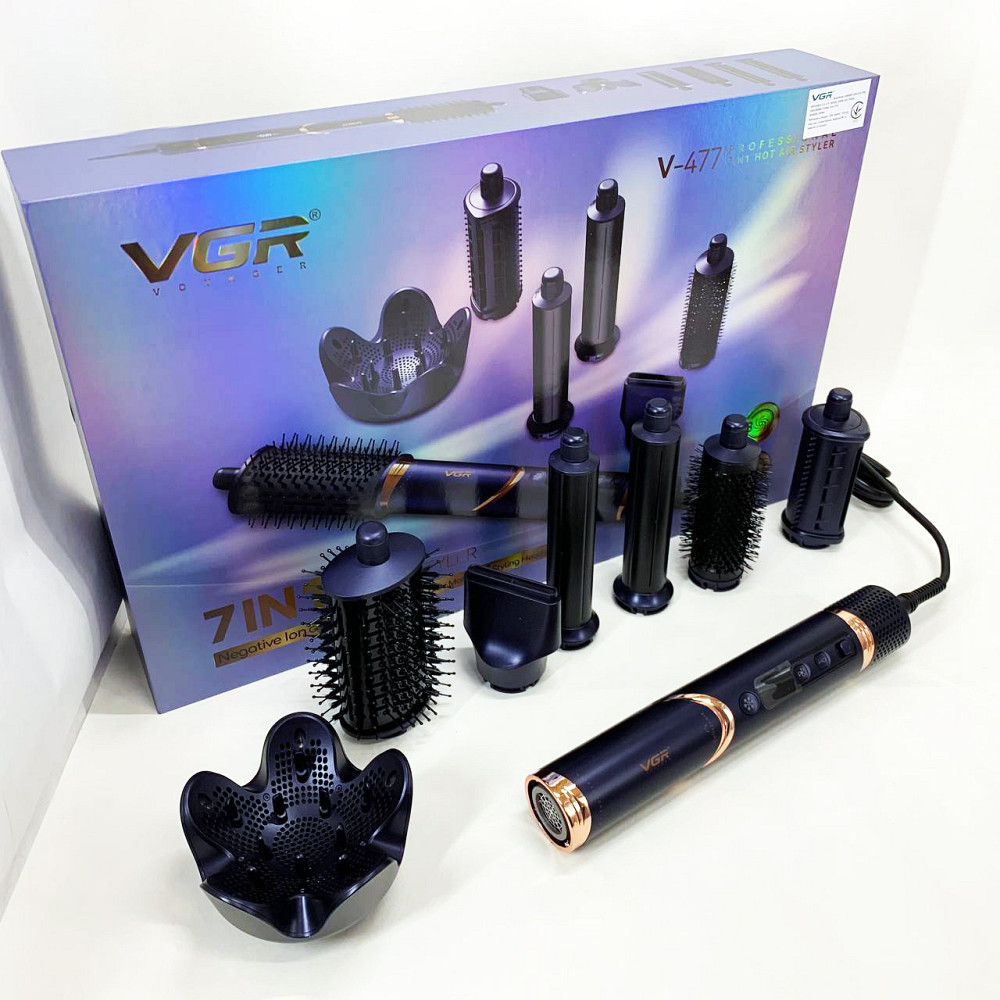 Хороший фен для випрямлення волосся VGR 7 в 1 V-477, Універсальна щітка-фен для волосся YP-39 Львів - фото 7