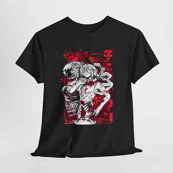 Футболка для хлопчика з аніме принтом Людина-бензопила оверсайз (зріст від 165 до 180) Чорний AnimeJ0673m Дніпро