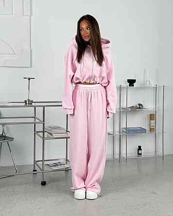 Женский стильный повседневный костюм двойка трехнить петля Розовый, 46/48 Одесса