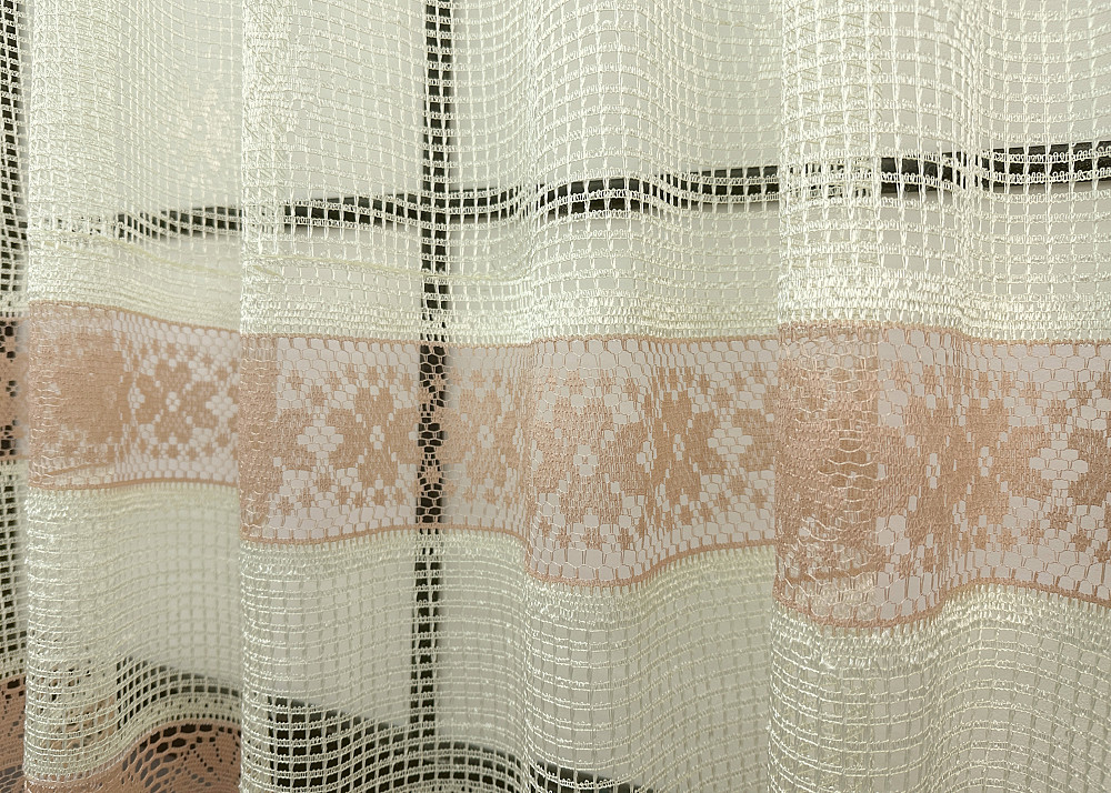 Тюль сетка VR-Textil Juli № 1718т Арка на кухню цвет кремовый с карамельным 400х160 см (53-0034) Киев - изображение 4