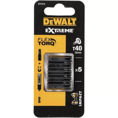 Набір біт DeWALT IMPACT TORSION, ударні, Torx, Т40, L=25 мм, 5 шт (DT7373) Вінниця - фото 1