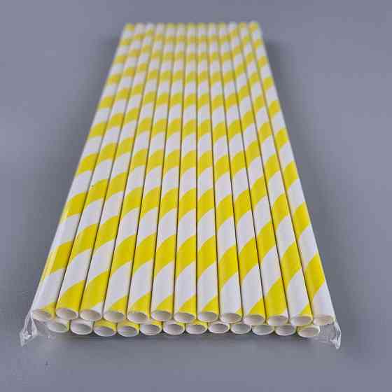 Соломка трубочка паперова Ø 5 мм 20 см "Вита" біло-жовта 25 шт (1 пачка) Харків