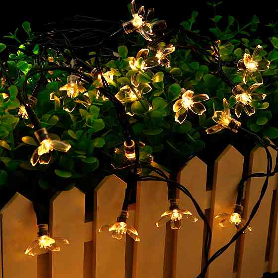 Уличная гирлянда на солнечной батарее 5м,Цветок,Теплый белый SBR Киев
