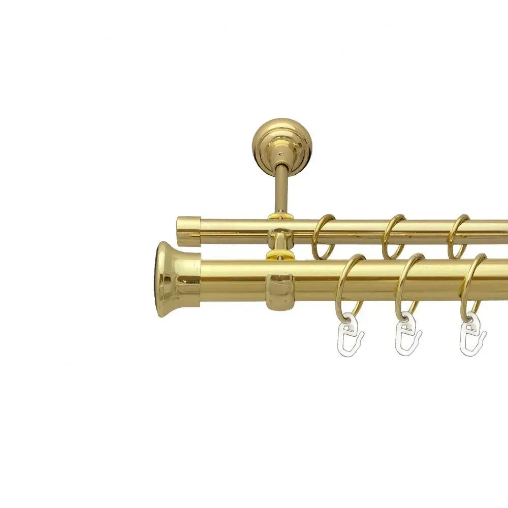 Карниз Orvit Дуо металевий дворядний відкритий гладка труба кільце металеве Золото 25\16 мм 300 см (00-00012733) Львів - фото 1