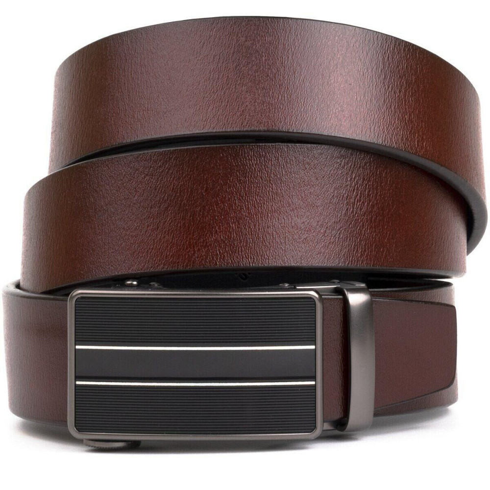 Крепкий мужской ремень с автоматической пряжкой Коричневый (Vintage) Киев - изображение 5