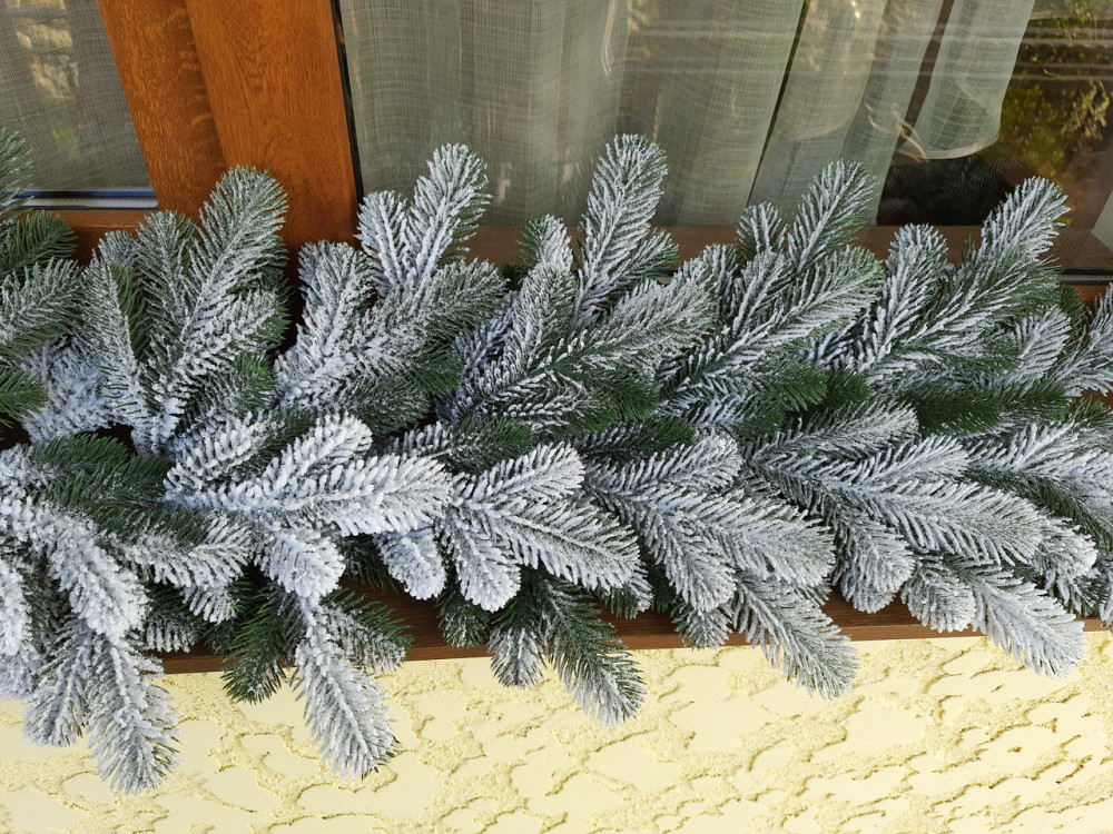 Гирлянда хвойная искусственная литая «Элитная Заснеженная» 1 м елочная ветка Киев - изображение 3