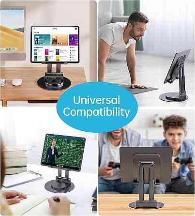 Регулируемая подставка для планшета с вращением 360° для iPad iPhone Huawei Galaxy 4.7–15.6