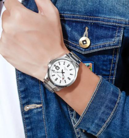 Чоловічий наручний годинник Skmei 1654 (Сріблясті на сталевому браслеті) Київ