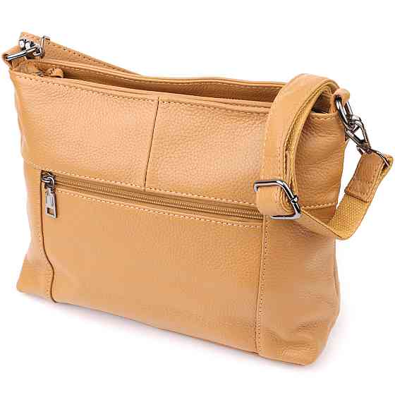 Жіноча сумка на два відділення з натуральної шкіри Світло-коричневий (Vintage) Київ