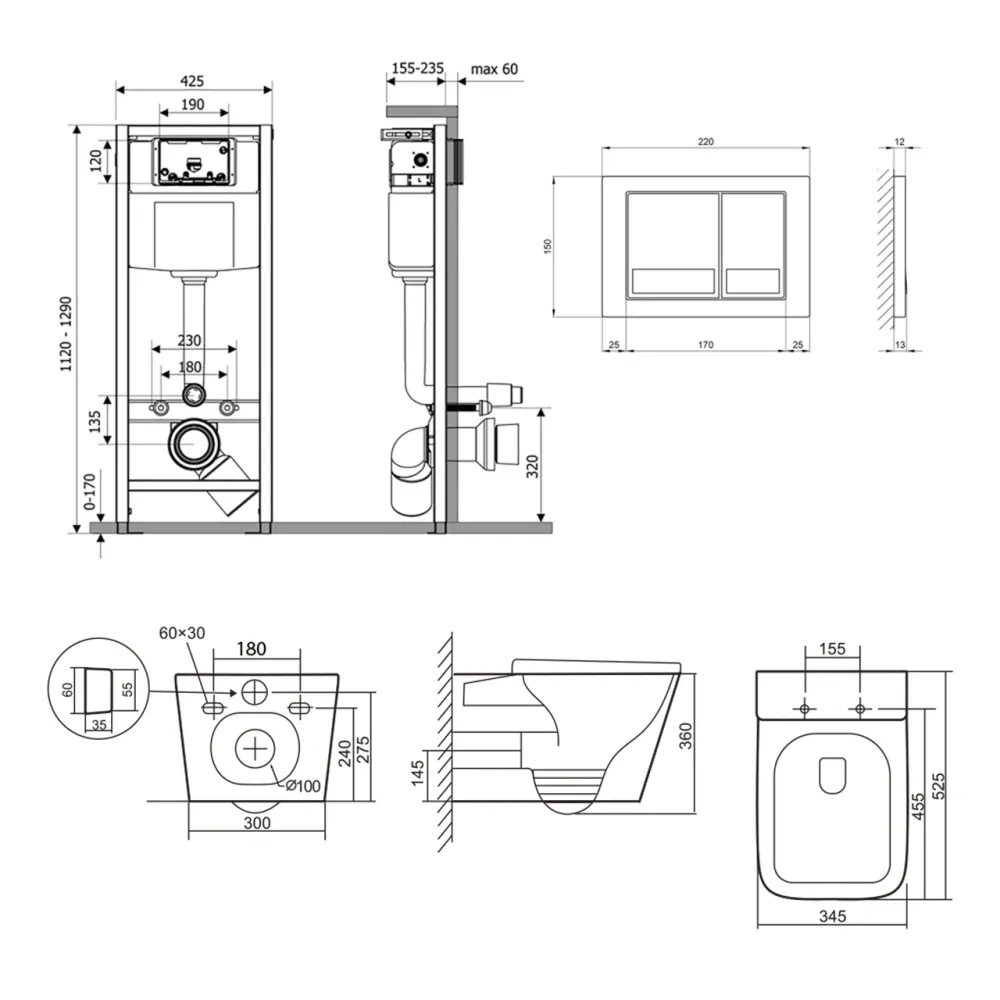 Готовое решение Qtap для ванной комнаты: подвесной унитаз Tern Ultra Quiet 525x345x360 + комплект инсталляции Nest 4 в 1 Киев - изображение 12