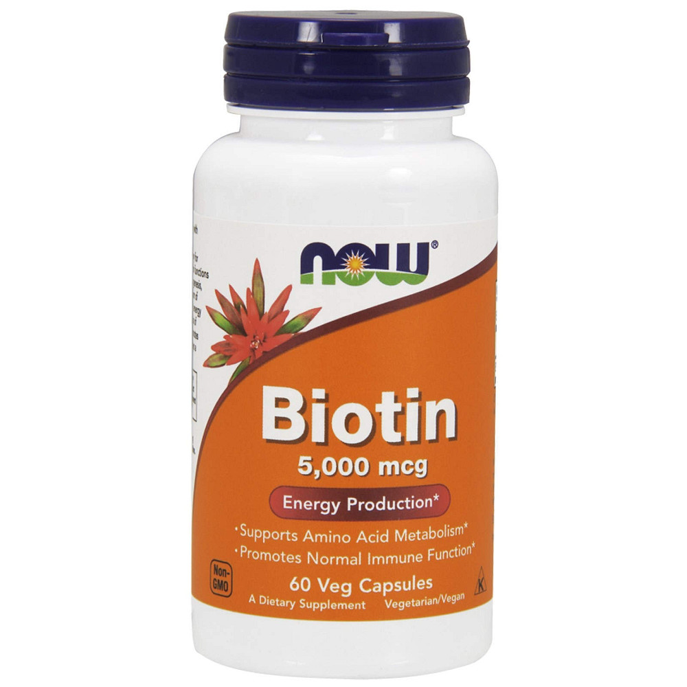 Биотин, Biotin, NOW Foods, 5000 мкг, 60 растительных капсул Луцк - изображение 1