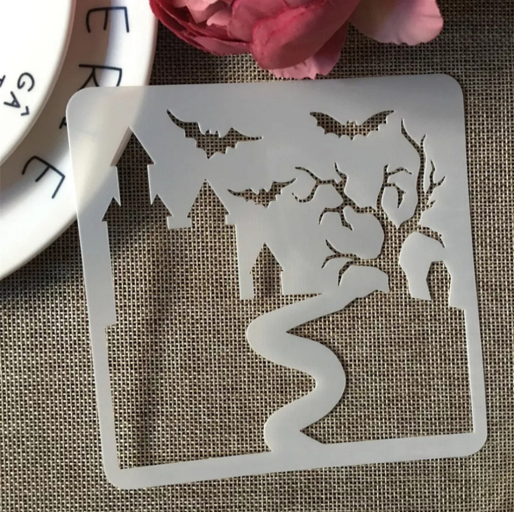 Трафарет на Хеллоуин Замок 13 на 13 см серый Киев - изображение 1