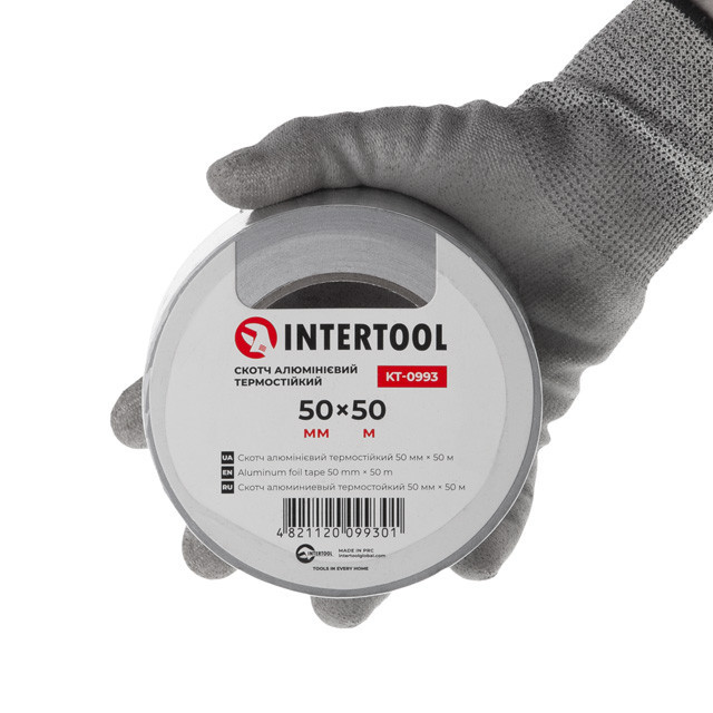 Скотч алюмінієвий термостійкий, 50 м, 50 мм INTERTOOL KT-0993 Київ - фото 3