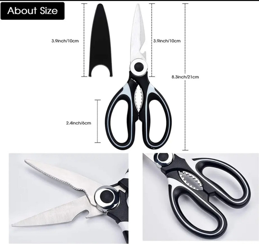 Многофункциональные кухонные ножницы из нержавеющей стали 21 см черный Киев - изображение 10