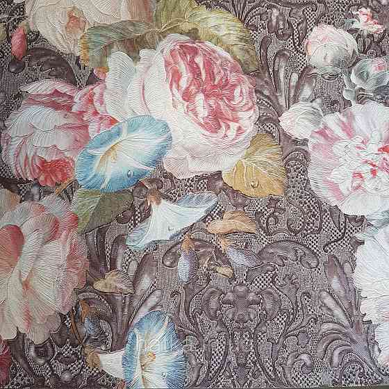 Шпалери метрові вінілові на флізелін Yuanlong Samsara квіти троянди, півонії бордовий, червоний, синій на Київ