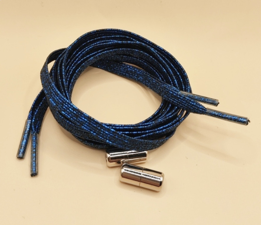 Шнурки эластичные глиттерные с цилиндрической застежкой Синий Смела - изображение 1