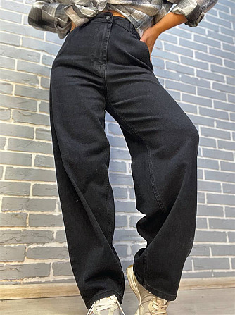 Джинсы женские Its Basic 3419 Skater jeans косые карманы стрейчевые скейтеры бананы, черный, 40, 40, Одесса - изображение 1