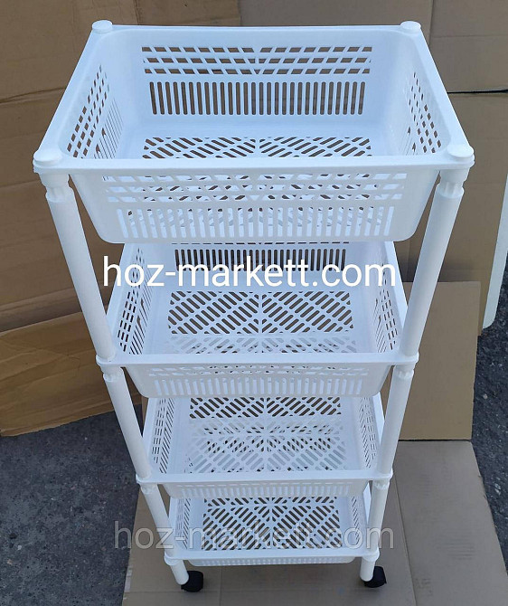 Пілочка на коліщатках пластикова для ванни та кухні 4 яруси. Полиця біла Харків - фото 7