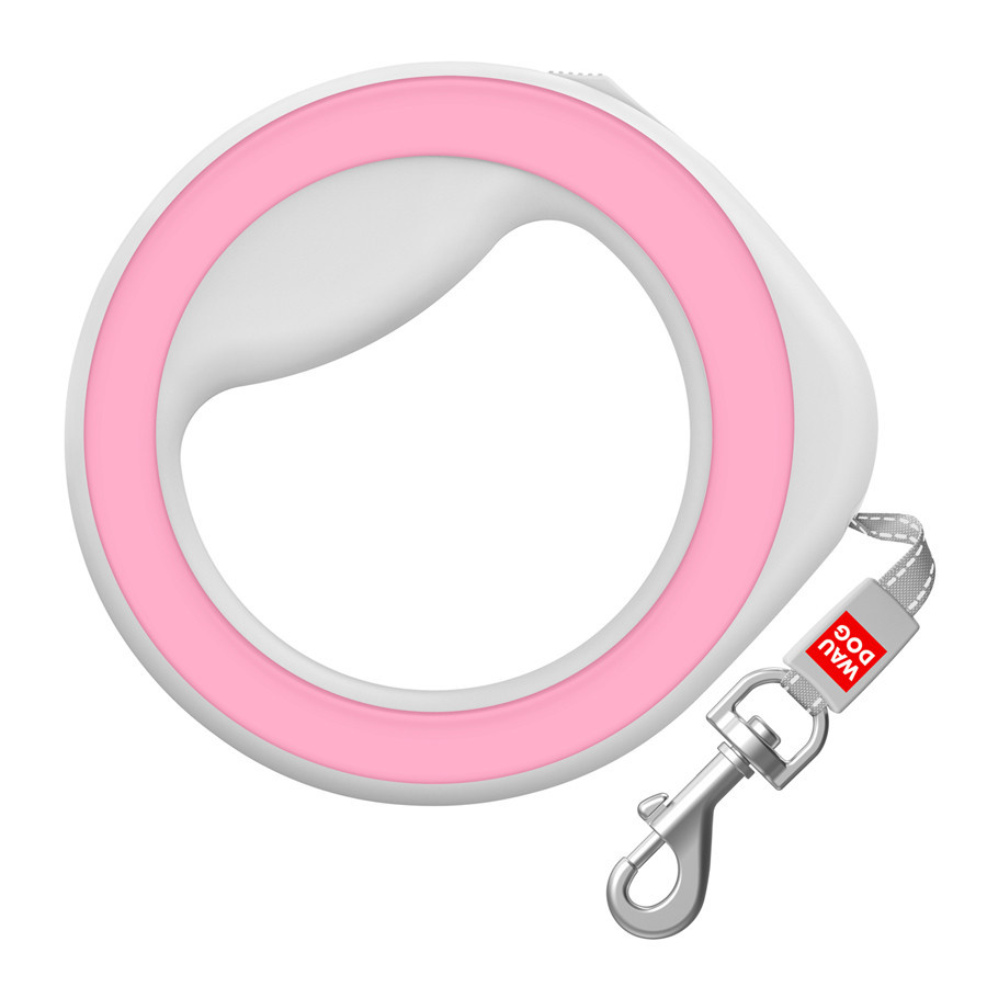 Повідець-рулетка для собак WAUDOG R-leash, кругла, XS-M, до 40 кг, 2,9 м, світловідбиваюча стрічка рожевий Київ - фото 2