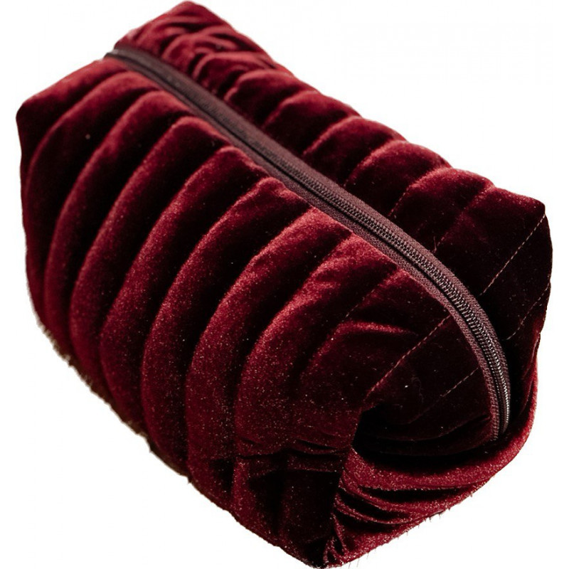 Большая женская бархатная косметичка 24x13x13 см (Бордовый) Сумы - изображение 2