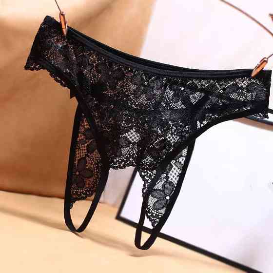 Труси з розрізом жіночі універсальний чорний Київ