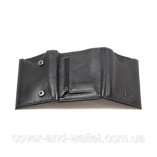 Черный мужской маленький бумажник из натуральной кожи MD 610 Киев - изображение 8