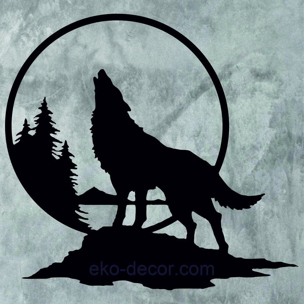 Декоративное настенное Панно «Волк на природе», Декор на стену 70*65 см, Черный Киев - изображение 4