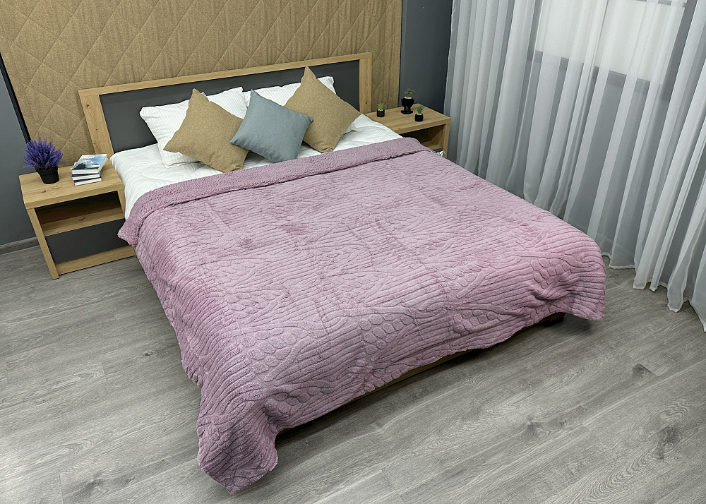 Плед 200х230 см (+-10см) на овчині "Косичка" колір ліловий (87-308) Київ - фото 3