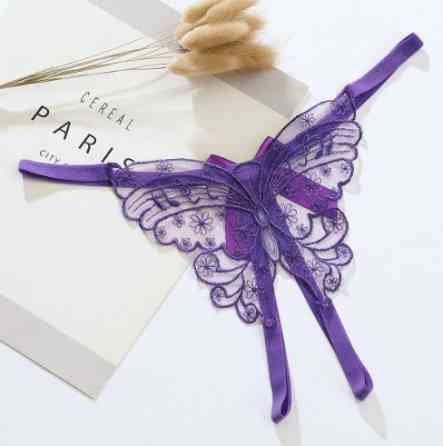 Трусики з розрізом та метеликом стрінги універсальний фіолетовий Київ