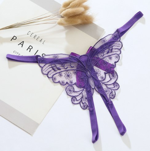 Трусики з розрізом та метеликом стрінги універсальний фіолетовий Київ - фото 1