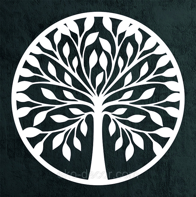 Декоративное настенное 3D Панно «Дерево в кругу» Декор на стену с объемом 70*70 см, Белый Киев - изображение 7