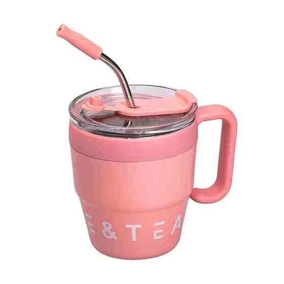 Yiwu Термочашка Coffee & Tea з трубочкою рожева HP-14-23P Коломия