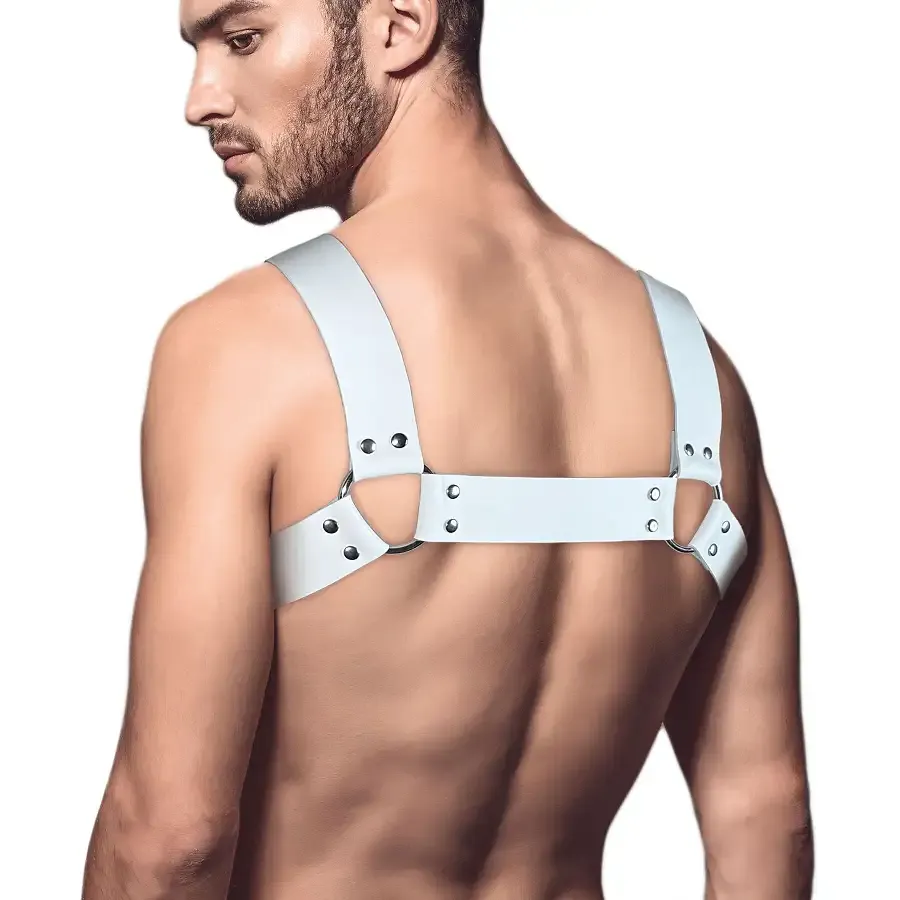 Чоловіча портупея на груди з натуральної шкіри Feral Feelings - Bulldog Harness White Львів - фото 2