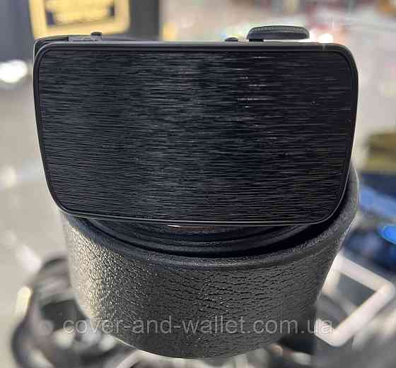 Брючний чоловічий ремінь з натуральної шкіри чорного кольору з пряжкою-автомат 35мм PS Leather Київ