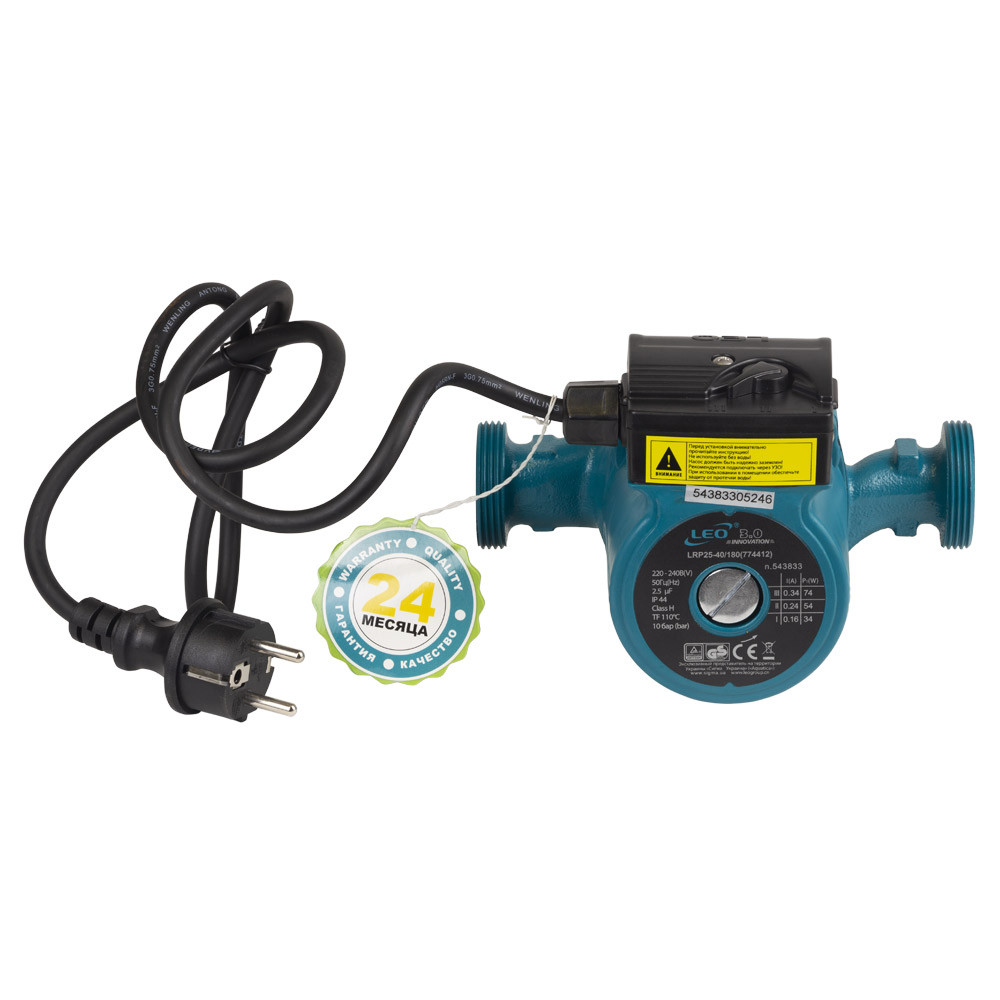 LEO Насос циркуляционный 74Вт Hmax 4м Qmax 55л/мин Ø1½" 180мм + гайки Ø1" LEO 3.0 LRP25-40/180 Коломыя - изображение 4