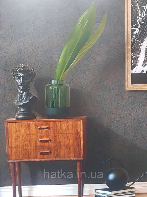 Шпалери вінілові на флізеліні AS creation Attico 1.06х10 абстракція смуги структурні чорні золотисті 3д Київ - фото 1