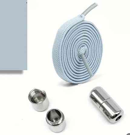 Шнурки эластичные без завязок с металлическими застежками Светло-голубой Смела