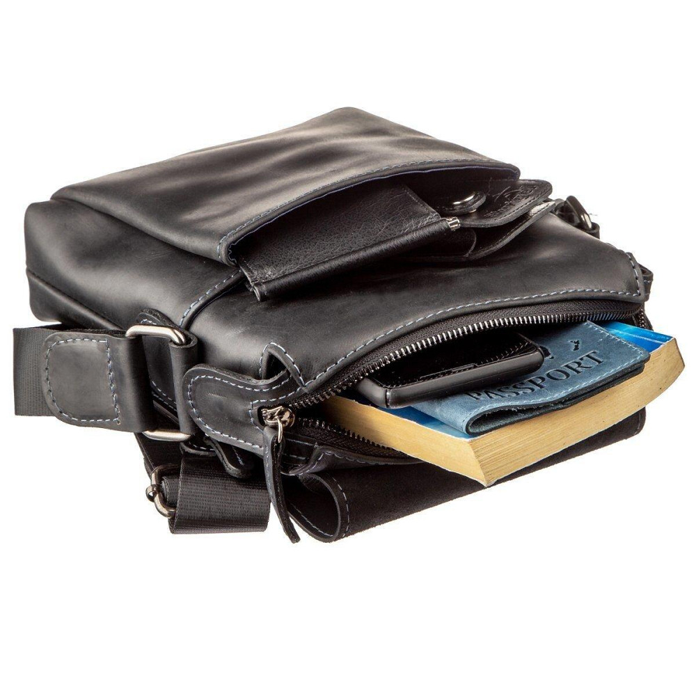 Сумка чоловіча матова SHVIGEL 11173 шкіряна Чорна Київ - фото 3