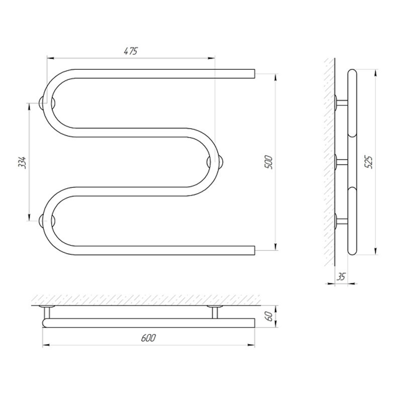 Сушарка для рушників Laris Змійовик 25 РС3 600Х500 3/4" Київ - фото 4