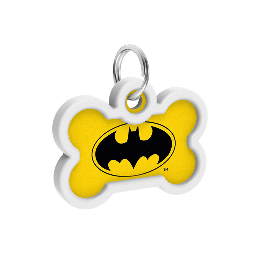 Адресник для собак і котів металевий WAUDOG Smart ID з QR-паспортом, малюнок "Бетмен лого", кістка, Д 40 Вінниця - фото 4