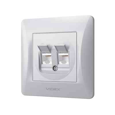 Комп'ютерна розетка Videx BINERA CAT6 + CAT6 подвійна сереб (VF-BNSK2PC6-SS) Вінниця